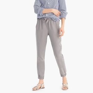 J. Crew Point Sur Seaside Linen Blend Grey Drawstring Jogger Pants Size 8